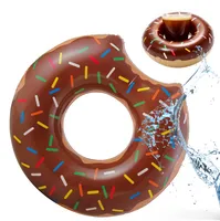 Schwimmring Donut braun Schwimmreifen Luftmatratze - 110 cm - inkl. Getränkehalter (Donut Set, 1-tlg., Schwimmring + Getränkehalter), 110 cm