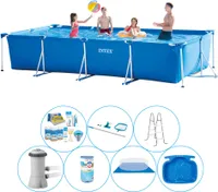 Intex Frame Pool Rechteckig 450x220x84 cm - 8-teilig - Poolpaket