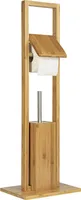 ONVAYA® WC-Garnitur aus Bambus | Natur | Toilettenpapierhalter stehend | ohne Bohren | WC-Bürstenhalter & Klorollenhalter | Holz