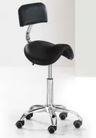 Sattelhocker mit Rückenlehne, Rollhocker in Schwarz
