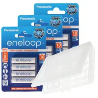 12 akumulatorów Panasonic eneloop standard AAA, mikro, najnowszej generacji, maks. 800 mAh, 2100 cykli ładowania z AccuCell BOX10 CLAIM 10+2
