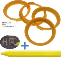 4X Zentrierringe 70,4 x 60,1 mm Gelb Felgen Ringe + 1x Reifen Kreide Fett Stift