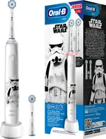 Oral-B Junior Star Wars Electric Toothbrush for Kids 6+ with 2 Brush Heads and 360° Pressure Control - White