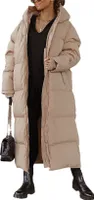 ASKSA Damen Wintermantel Lange Puffer Daunenjacke Gesteppter Mantel Kapuze Oberbekleidung, Kamel, M