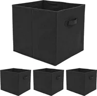 4er Set Aufbewahrungsbox für Kallax Regal - 33x38x33 Stoff Box mit Griff - Black