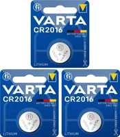 3 x VARTA Lithium Knopfzelle 6016 CR2016 3 x 1er Blister Einwegbatterie