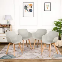 HJ_WeDoo 4er Skandinavisch Wohnzimmerstuhl Modern Esszimmerstühle, Retro Design Stuhl für Büro Lounge Küche, Grau