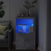 vidaXL Szafka boczna z oświetleniem LED betonowa szara materiał drewnopochodny