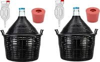 2X 10L Gärbehälter/Glasballon Set +Gummistopfen+ GÄRRÖHRCHEN Glasgärballon, Gäreimer, Gärballon Weinballon