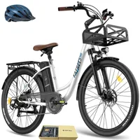 E-Bike Pannensichere Reifen 26 Zoll bis zu 160 - 200 km Wasserdicht IP54 Citybike mit 7 Gang, Weiß