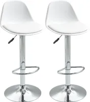 HOMCOM 2er-Set Barhocker Barstühle Drehstühle mit Lehne modernem Design höhenverstellbar für Bartheke Küche Weiß Kunstleder Stahl bis 120 kg 40 x 42 x 82-104 cm
