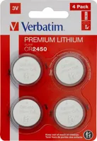 Verbatim Batterie Lithium, Knopfzelle, CR2450, 3V Retail Blister (4-Pack)