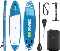 Gymrex Stand Up Paddleboard - nafukovací - 125 kg - modrý - dvoukomorový - 333 x 82 x 12 cm