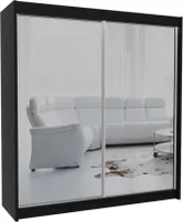 BEAUTYSOFA Schrank mit Schwebetüren DEBRA - 200cm Kleiderschrank mit Spiegeln & Kleiderstangen (Schwarz)