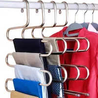 Hosenbügel, platzsparend, rutschfest,Hosenbügel, Edelstahl, Kleiderbügel, Schrankaufbewahrung, Organizer für Hosen, Jeans, Schal, zum Aufhängen, Schwarz