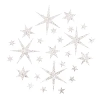 42 Sterne Sticker Stern Aufkleber für Weihnachten Weihnachtsdeko  Geschenkdeko Basteln Glänzend - silber