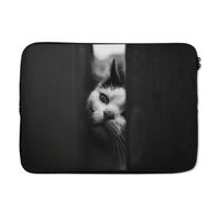 MuchoWow® Laptop Hülle 13 Zoll Tierprofil Spionage Katze in schwarz und weiß Laptoptasche - Laptophülle - Sleeve - Rundumschutz