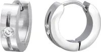 316L Chirurgenstahl Klappcreolen Ohrringe 13mm mit Zirkonia