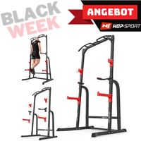 Hop-Sport Power Cage HS-1014K – multifunktionaler Kraftturm mit Squat Rack Kniebeugenständer, Dip-Station und Klimmzugstange