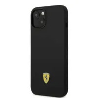 Ferrari FEHMSIP14SBK iPhone 14 6.1  schwarz/schwarz Hardcase Silikon Metall Logo Magsafe Handyhülle