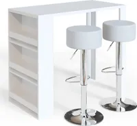 Vicco Stojací barový stůl se židlemi , 117 x 57 cm se 2 barovými stoličkami, Bílá