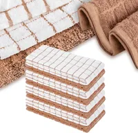 8er Pack Premium Frottee Geschirrtücher 40x64 cm in Weiß / Hellbraun kariert von StickandShine / 100% Baumwolle