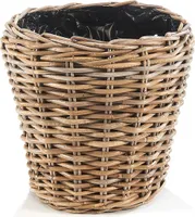 Kobolo Pflanzkorb Übertopf aus Rattan rund mit Folie ausgeschlagen kubu grey grau - Blumenkorb Pflanztopf Garten Deko Henkel Blumenkübel Korb Gefäß