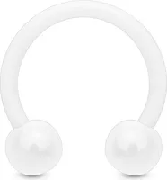 viva-adorno 1 Stück 1,2x10x4mm Universal Hufeisen Piercing Kunststoff mit UV Kugeln Septum Lippe Augenbraue Nase Piercing Z292, weiß