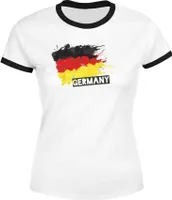 Damen WM-Shirt Deutschland Fußball EM 2021 Fußballeuropameisterschaft Deutschlandshirt Deutschlandflagge Retro Moonworks® weiß-schwarz S