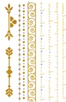 Flash Tattoo Metallic Temporary Einmal-Tattoo Klebe Gold Schriftzug Ornamente Armband Kette gold