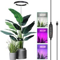 LED Pflanzenlampe 35-155CM Vollspektrum Pflanzenlicht mit 9 Helligkeitsstufen Timer Höhenverstellbares Pflanzenleuchte für Große Pflanzen, Schwarz