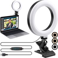 Videokonferenzbeleuchtung, 6" Selfie Ringleuchte, dimmbare Leuchte mit Klemmhalterung für Videokonferenzen, für Fernarbeit | Selbstübertragung | Live Streaming | Zoom-Anrufe