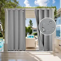 2 Stück Outdoor Vorhänge Wetterfest, Anti-UV Outdoor Vorhang Wasserdicht mit ösen für Balkon Terrasse Veranda Pergola Gartenlaube£¬Hellgrau,132x213cm