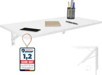 Wandklapptisch Schreibtisch Tischplatte 80x40 cm in Weiß Klapptisch Esstisch Küchentisch für die Wand stabiler Bartisch Stehtisch Wandtisch Tisch klappbar zur Wandmontage im Büro Küche