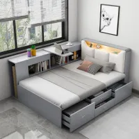 Französisches Bett 120x190 mit Stauraum Einzelbett mit Schubladen Stauraumbett Stellan