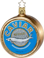Christbaumschmuck Kaviar Dose Glas 8.5cm gold / blau, 1 Stück