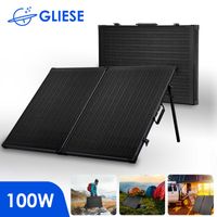 Gliese 100W 12V Faltbar Tragbar Solarpanel Solarmodul Solarzelle Solaranlagen Ladegerät für Wohnwagen/Camping/Autobatterie/tragbaren Generator