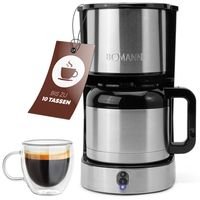 Bomann Kaffeemaschine mit Thermoskanne für 8–10 Tassen Kaffee (ca. 1,2L) | Filterkaffeemaschine Edelstahl | doppelwandige Thermoskanne | kein Temperaturverlust | 800W | KA 6066 CB