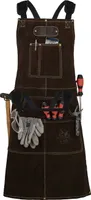 ROUGH Büffel Rau Wild Leder Arbeitsschürze, Grillschürze BBQ Kochschürze Dunkelbraun