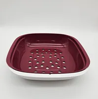 TUPPERWARE Allegra Servierschale mit Sieb Auffangschale bordeaux rot/weiß
