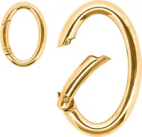 3 Ring-Karabiner Metall Karabinerhaken Schlüssel Verschluss Outdoor Tasche, Farbwahl Größenwahl, Farbe:gold, Größe:Oval | 48 mm x 30 mm x 5 mm
