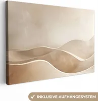 Leinwandbilder 120x80 cm - Beige Abstrakt, moderne Wandbilder für Wohnzimmer
