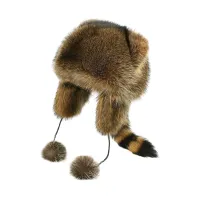 Wintermütze, süße Thermomütze in Waschbärform, warm, weich, bequem, Kopfbedeckung mit Ohrenschutz für Erwachsene, Kinder