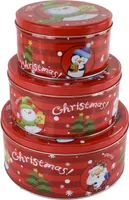 3er Keksdosen Set mit Weihnachtsmotiv ca.19,5x9cm verschiedene Größen aus Metall, Weihnachtsmotive:Merry Christmas!