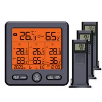 Wetterstation Funk mit 3 Außensensor Indoor Outdoor Thermometer Hygrometer unabhängigen Messdaten Feuchtigkeit Hintergrundbeleuchtung und Alarmkalibrierungsfunktion Funk Wetterstation