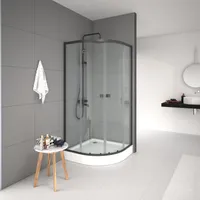 Sprchový kout MARWELL LEEDS II chrom, 90x90x190 cm - kruhový sprchový kout s posuvnými dveřmi - kvalitní hliníkové profily