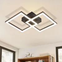 ZMH LED Deckenleuchte Flurlampe Deckenlampe Schwarz Wohnzimmerlampe 24W 4000K Küchenlampe Modern Neutralweiß Schlafzimmerlampe Eckig Deckenbeleuchtung