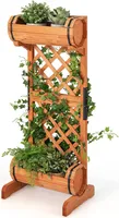 COSTWAY Dvoupatrový květináč s mříží a květináčem, dřevěný vyvýšený záhon 45,5x36x113cm