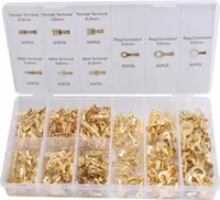 ASTA | Zestaw złączy widełkowych, 450 sztuk, końcówki kablowe widełkowe, 2,8 mm 4,8 mm 6,3 mm męskie żeńskie, złącze kablowe z tuleją izolacyjną, zestaw asortymentowy do połączeń elektrycznych