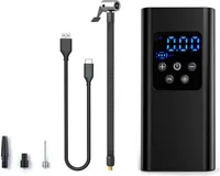 Luftkompressor Auto, Elektrische Luftpumpe 150PSI 4Modi und Voreinstellungfunktion 6000mAh Akku, mit 3 Düse LED-Licht für Auto, Motorrad, Ball